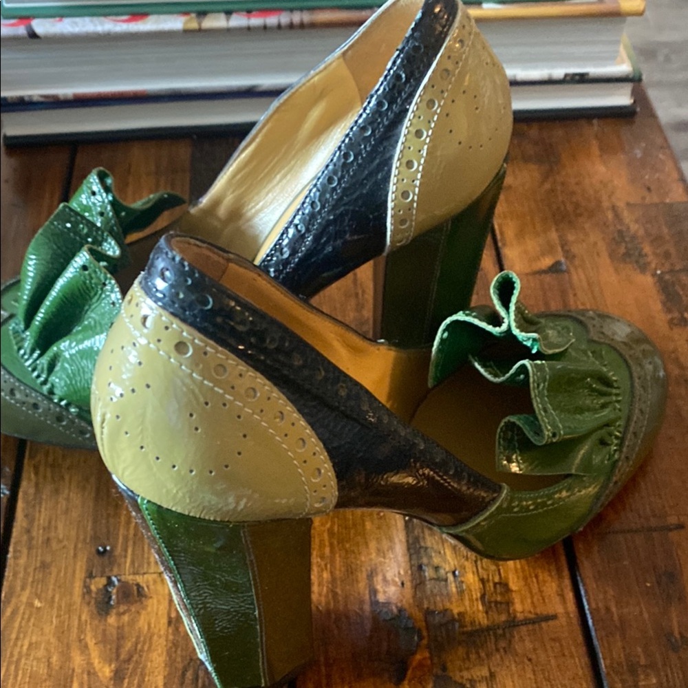 Miu Miu Two-Tone Green and Black Heels